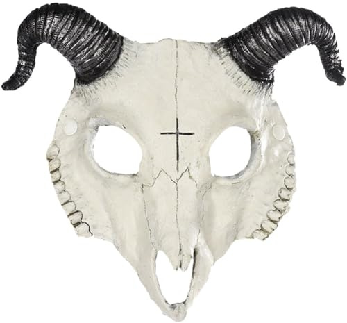 Zghhc Halloween Cosplay Props PU 3D Chèvre Crâne Masque Mouton Crâne Animal Masques Demi-Visage Masques pour Mascarade Ball Carnaval Fête Décor