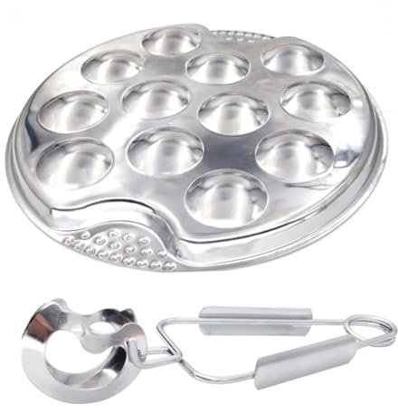 KICHOUSE Snail Grilling Tools Snail Plate Dish Plate for Escargot Stainless Steel Easy to Use for Home Restaurant