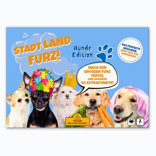 Stadt Land Furz - Hunde Edition | Reisespiele | DIN A4 | Familienspiel | Geburtstagsgeschenk | Stadt Land Fluss | Spielabend