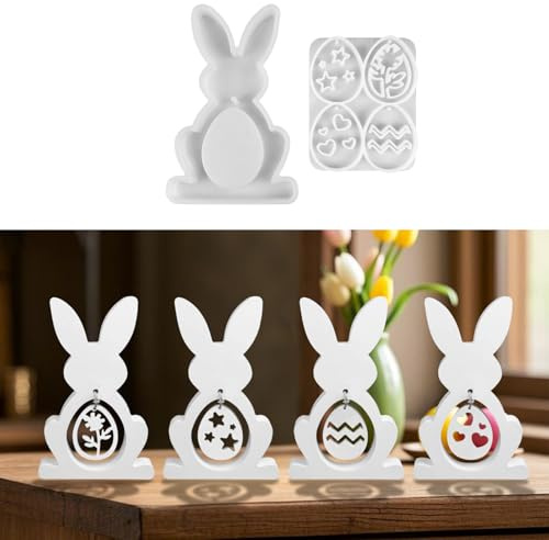 Silikonformen Gießformen Ostern Anhänger, Silikonform Ostern Silikonform Hase Anhänger Ostereier Gips Zum Gießen Ostern Silikonformen Ostern Gipsform Hase Silikon Gießform Ostern für Handwerk (D)