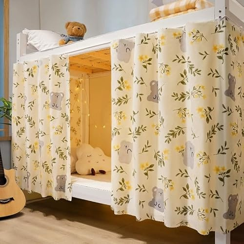 ITODA Rideau de Lit Epaissis Rideau Occultant pour Lit Superposé ou Lit Cabane Ciel de Lit Moustiquaire Etanche Rideau Opaque Anti-poussière Anti-Insectes pour Dortoir d'Étudiants, Koala, 2pcs