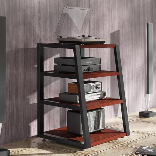 WNYAILLL Hi fi Regal Audio Rack, Plattenspieler/Gaming/DVD Schrank, Schallplattenständer, Vintage Plattenspieler Tisch, Komponenten-Audio-/Video-Rack, Regal for Spielekonsole(Brown)