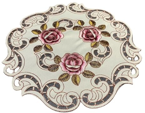 Deckchen für Tische, runde Stickerei-Untersetzer, nordischer Stil, hohler Stoff, 25 x 25 cm, 4 Stück