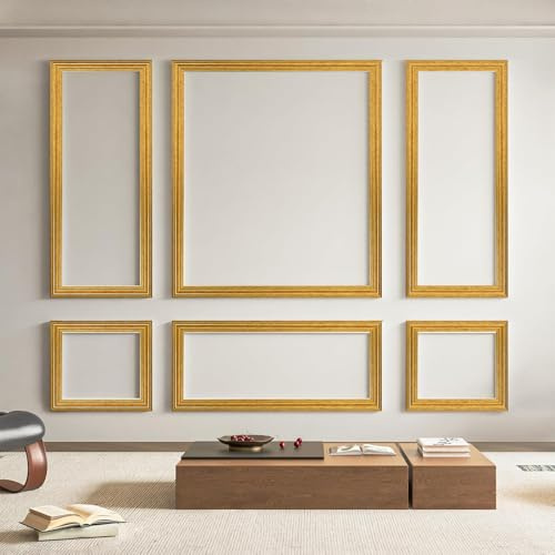 Art3d Set of 6 Pre-Cut Wall Moldings, Wood Cladding Panels Ready to Assemble for Interior Wall Decor, Living Room, Bedroom, Decorative Wall, Installed with