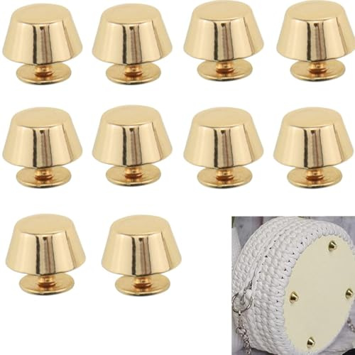 BOBOZHONG Pies de Bolso,10 Piezas Remaches de Cuero,Pies de Metal para Bolsa,Tacos para Cabeza de Clavo,Remaches de Artesaní Monedero de Remache Clavos para Bolsos,11 mm x 8 mm