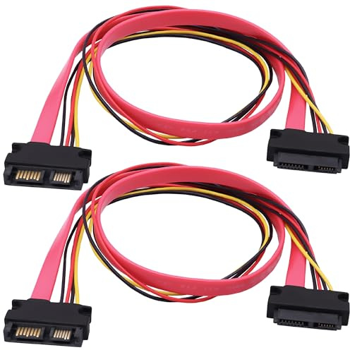 Yarchann delgado Sata 13pin (7 + 6) extensión macho y hembra, 13pin delgado Sata portátil portátil Drive - ROM cable de alimentación de datos - 50cm - 2 piezas