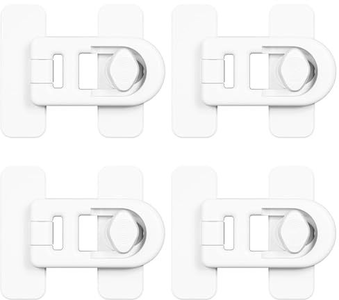 lomdung 4 Pezzi Blocca Cassetti per Bambini, Chiudi Cassetti Bambini Autoadesivo, Serratura Di Sicurezza Per Armadio, Chiusura Cassettis per Bambini per Frigorifero Cassetto Mobile Porta (Bianco)