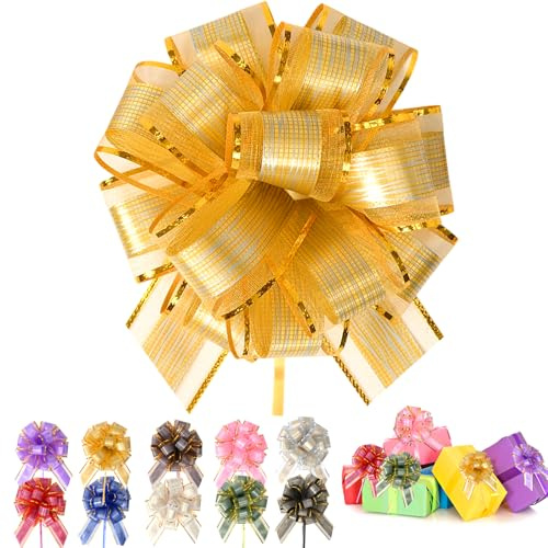 10 Stück Große Geschenkschleife, 16 cm Bunt Ziehschleife Geschenk Schleife