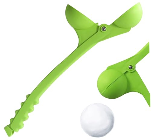 Trrymbbe Snowball Maker with Handle, Plastic Snow Toys Labor-saving Snow Ball Makers for Kids Adults, Portable Snowball Launcher for Winter Outdoor Activities Green Launcher