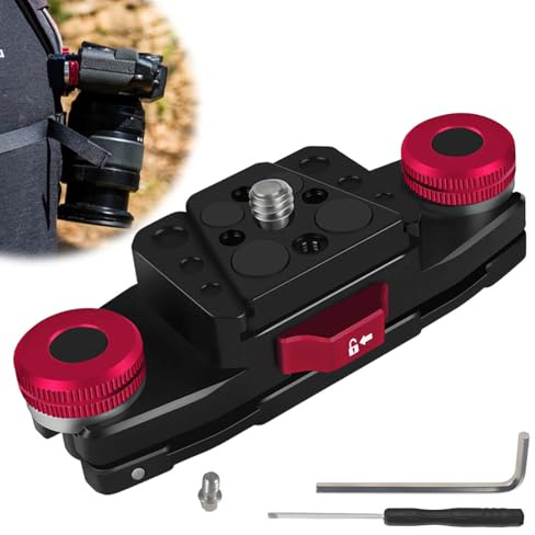 Wenosda Kamera Clip Halterung für Rucksack und Gürtel - Aluminiumlegierung Mit 1/4 Schraube, Schnellspanner für Bund und Rucksack für Action-Kameras Rucksackgurthalterung (Rot)