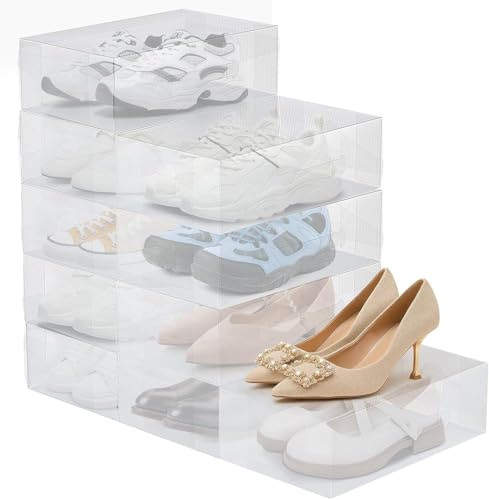 JF HOME BLISS 20 Pack Shoe Storage Boxes Stackable Storage Plastic Shoe Organiser Box Set