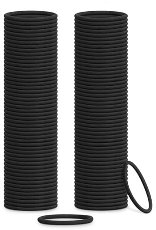 100 PCS Elastic Hair Ties,Hair Bobbles,Black Elastics Hair Band,Small Elastic Hairs Bobble for Women, 2mm Soft Hairs Bobbles for Girls, Women Thick Seamless Hairs Bands, Elastics Ponytail Holder.