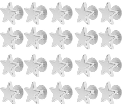 CAPASTEC 20 Set Stern Nieten 12mm Zinklegierung Silber Für Dekoration | DIY Kleidung, Schuhe, Handtasche, Mit 20 Schrauben, Sternform, Rostbeständig, Langlebig, Basismaße 7x3x7mm