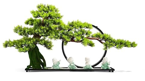 Plante artificielle imitation de pin accueillant, décoration de salon, porche, lampe zen, anneau de rocaille, bonsaï, thuya, arbre artificiel d'intérieur (A)