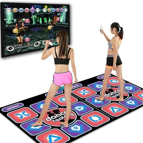 Musical Dance Mat Games for TV, AV Interface Plug And Play Double User Dance Floor Mat with Wireless Controller 200 Songs 60 Sensory Games for Kids Adult