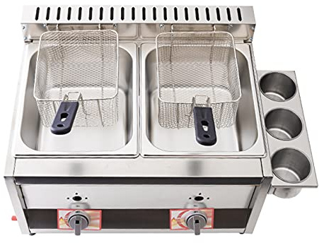 Friggitrice a Gas Professionale da 20 Litri, friggitrice a Gas Professionale in Acciaio Inossidabile con cestello per la Cottura di Alimenti da banco di ristoranti Commerciali
