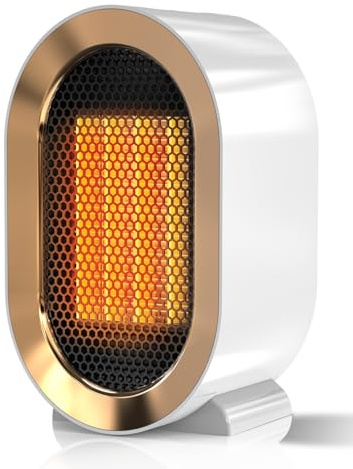 QQT Space heater,Corded Portable PTC Ceramic Space Heater for Indoor Use,Quiet Desk Heater for Office,Energy-Saving Bathroom Heater,Tipping and Overheating Protection,Dumping Shutdown,White