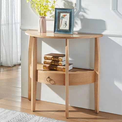 SXYCKRUI Consolle Ingresso a Mezzaluna, Consolle Stretta con Spazio di Archiviazione per Soggiorno, Ingresso, Camera da Letto Dietro Il Divano(Natural,66 * 34 * 81 cm/26 * 13 * 32 in)