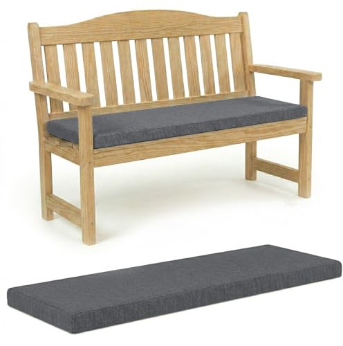 100% Waterproof Garden Bench Cushion 2/3/4 Seater Outdoor Long Bench Seat Pad for Lawn & Garden, Patio, Office, Coffee Shop with Removable Cover (3 Seater 142cm x 52cm x 6cm thick, Dark Grey)