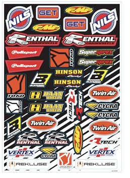 Kit Adesivi Loghi Sponsor Motocross Misti per Personalizzazioni Racing 50x35 cm Made in Italy Moto Enduro
