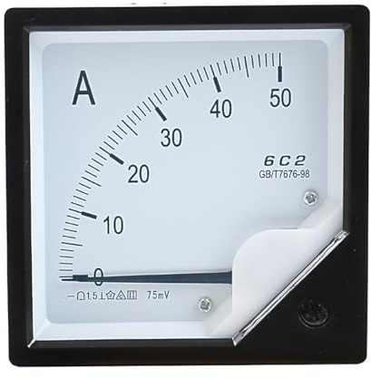 Misuratore da pannello analogico, Voltmetro amperometro da pannello analogico CC tipo puntatore 10A-750A 80x80x86mm 6C2-A(75A(75mV))