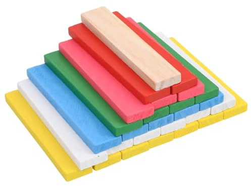 GeenYuu 150-tlg. Holzbausteine-Set aus Kiefer Massivholz mit 78 naturfarbenen und 72 bunten Bausteinen, 10 x 2 cm Bauklötze zum Stapeln, pädagogisch für Kinderzimmer und Montessori Lernspielzeug