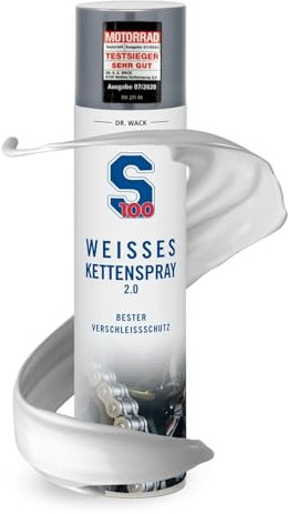 DR. WACK Weißes Kettenspray Motorrad 400 ml - Effektiver Kettenschmierstoff - Schutz vor Verschleiß & Korrosion - Kettenspray für weniger Reibung - für alle Ketten - Hochwertige Motorradpflege