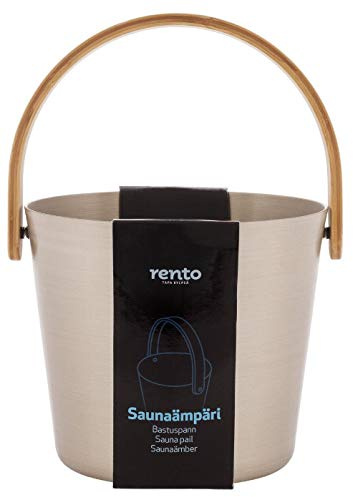 Rento - Sauna Bucket - Aluminium with Bamboo Handle - Champagne - 5 litres