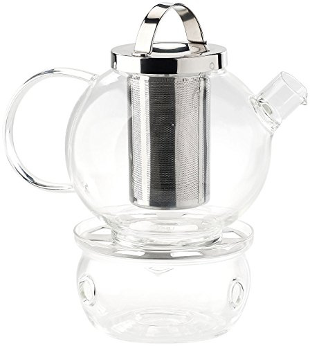 Cucina di Modena teiera Con Più caldo: Servizio da tè in caraffa in vetro (1,5 l) con colino in acciaio inox e scaldino (teiera Bicchiere Con Più caldo)