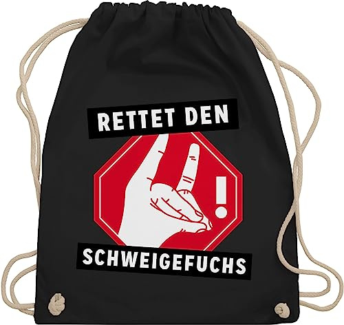 Turnbeutel Rucksack - Lehrer - Taschen - Rettet den Schweigefuchs - Unisize - Schwarz - jutebeutel schule tasche teacher fuchs beutel geschenk für referendariat lehrerinnen stoffrucksack geschenke
