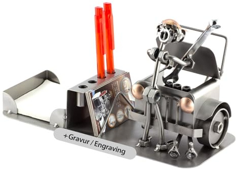 Steelman24 Schraubenmännchen Automechaniker Büro mit persönlicher Gravur | Made in Germany,Handarbeit,Geschenkidee,Stahlfigur,Metallfigur