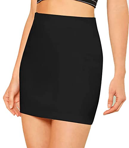 Fin mode minikjol penna bodycon minikjol stretchig sommar kort kjol elastisk mikrokjol flera färger plusstorlekar 8–22, Svart, 16-18