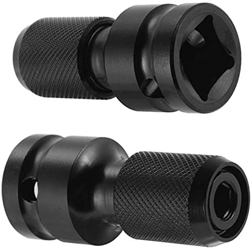 2 Pack 1/2 Square Drive to 1/4 Hex Shank Socket Adapter Quick Release Chuck Converter for Impact Ratchet Wrench and Screwdriver Bit Holding Socket