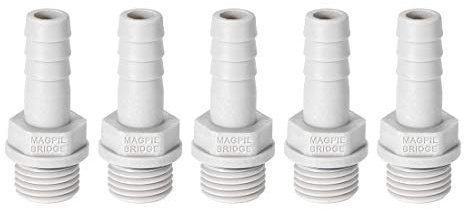 sourcing map 5 Stück PVC Schlauchanschluss Schlauchverbinder 8mm oder 5/16 mit Widerhaken x 1/4 G Stecker Rohr Schlauchtülle Wasseranschluss Verlängerung