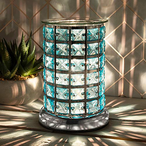 The Leonardo Collection Desire Aroma Wax/Oil Burner Lamp CRYSTAL (Teal)