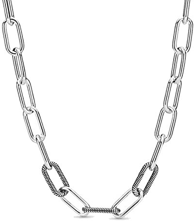 Real Me Link Snake Chain Chunky Infinity Knot Rose Beads Sliding 925 Sterling Silver Necklace For Fashion Bead Charm DIY Jewelry