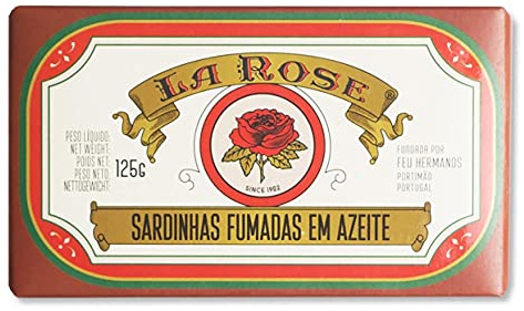 La Rose - Sardinas ahumadas en aceite de oliva - Producto gourmet de Portugal - Paquete de 5 x 120 gr