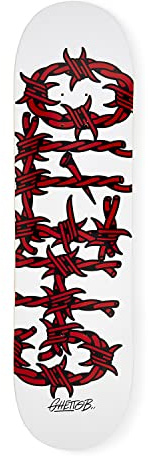 GHETTOBLASTER Tavola Skateboard Professionale, Principianti, Bambini, Adulti, Tavola in Acero 7 Strati, Grip nero, Peso Max 90kg, Modello barded Wire Red 8.25”
