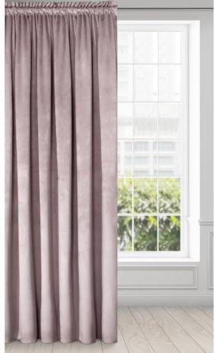 Eurofirany Tenda Di Velluto Super Morbido con Arricciatenda - 1 Pannello, Oscurante per Finestre, Drappeggio per Camera da Letto, Cucina, Soggiorno, 140x270 cm, Rosa Chiaro