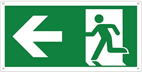 pubblimania USCITA DI EMERGENZA con freccia | Cartello in alluminio composito 3 mm di spessore (Cm 29x14,5) (Freccia a Sinistra)