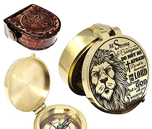 The New Antique Store -Brass Compass with Bible Verse – Christian Confirmation Compass Gift for Boys & Girls – Ideal Baptism, Communion, Church, Graduation & College Keepsake Present