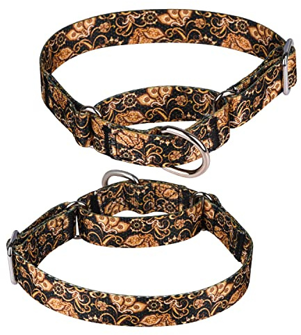 haoyueer Martingale-Hundehalsband aus strapazierfähigem Nylon, verstellbar, für Spaziergänge, Training für Jungen und Mädchen, Größe M: 36–45 cm, goldfarben