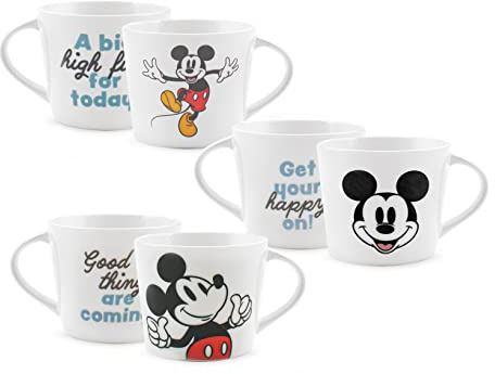 Home Mickey Class - Juego de 6 tazas Jumbo de porcelana, 400 cc