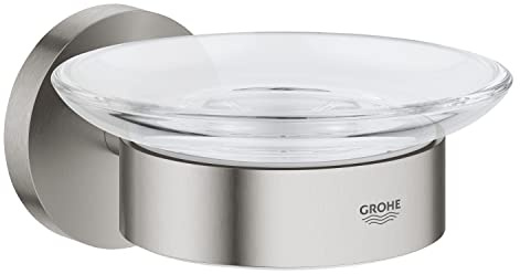 GROHE Start Porte Savon avec Support pour Salle de Bain, Fixations Cachées, A coller avec GROHE QuickGlue ou à visser, Supersteel, 41193DC0