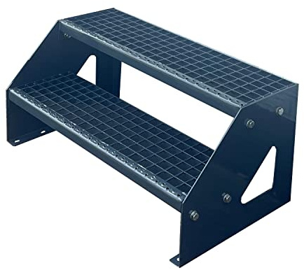 Kaminbau Mierzwa Premium Treppe Freistehend 2 Stufen Anthrazit (Breite 1200 mm) (Höhe 38cm) Wetterfest Gitterroststufe Gartentreppe