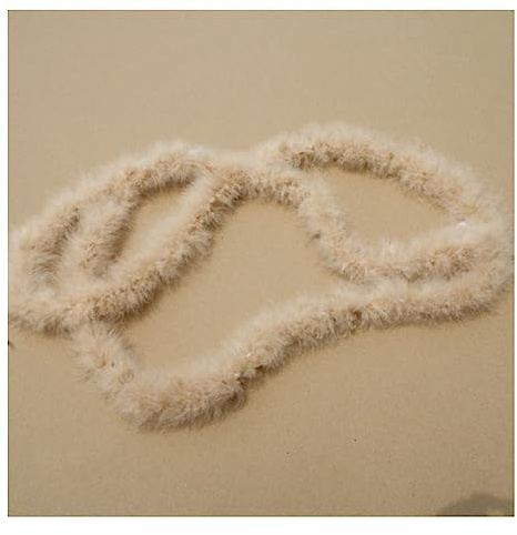 Yurosiay 2m Federboa 4-5cm Breit Federstreifen Bunt Truthahnfedern Streifen Einfarbig Flauschige Federboa DIY Federboa Basteln Federn Nähen Federbesatz Federgirlande Deko für Party HellKaffee