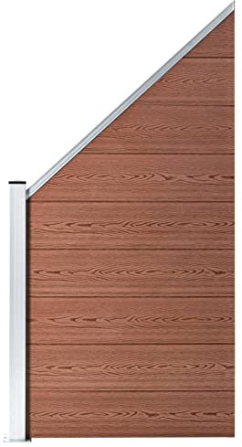 Festnight WPC Zaun-Set WPC Sichtschutzzaun Windschutz 1 abgeschrägtes Element WPC Zaun Zau nelement Set Zaun Gartenzaun Wpc Zaun Komplettset 95x(105-180) cm Braun