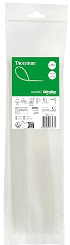 Schneider Electric Thorsman - Fascette fermacavi in poliammide, 300 x 3,6 mm, colore trasparente, varie dimensioni, bordi arrotondati lisci, super resistenti, autobloccanti per la gestione dei cavi,