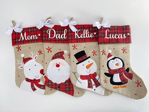 Weihnachtsstrumpf Personalisiert mit Namen Nikolausstrumpf Nikolausstiefel Personalisierter Nikolaussocke Deko Weihnachten Fuer Kinder Familie (Red, Reindeer)