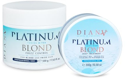 DIANA BEAUTY CREATIVE - B-Tox für Haare und Haarmaske, Kleines Set, Haarkur mit Zusatz von Hyaluronsäure, Violettes Pigment, Haarregeneration, Haarpflege - Platinum, 500g + 300g
